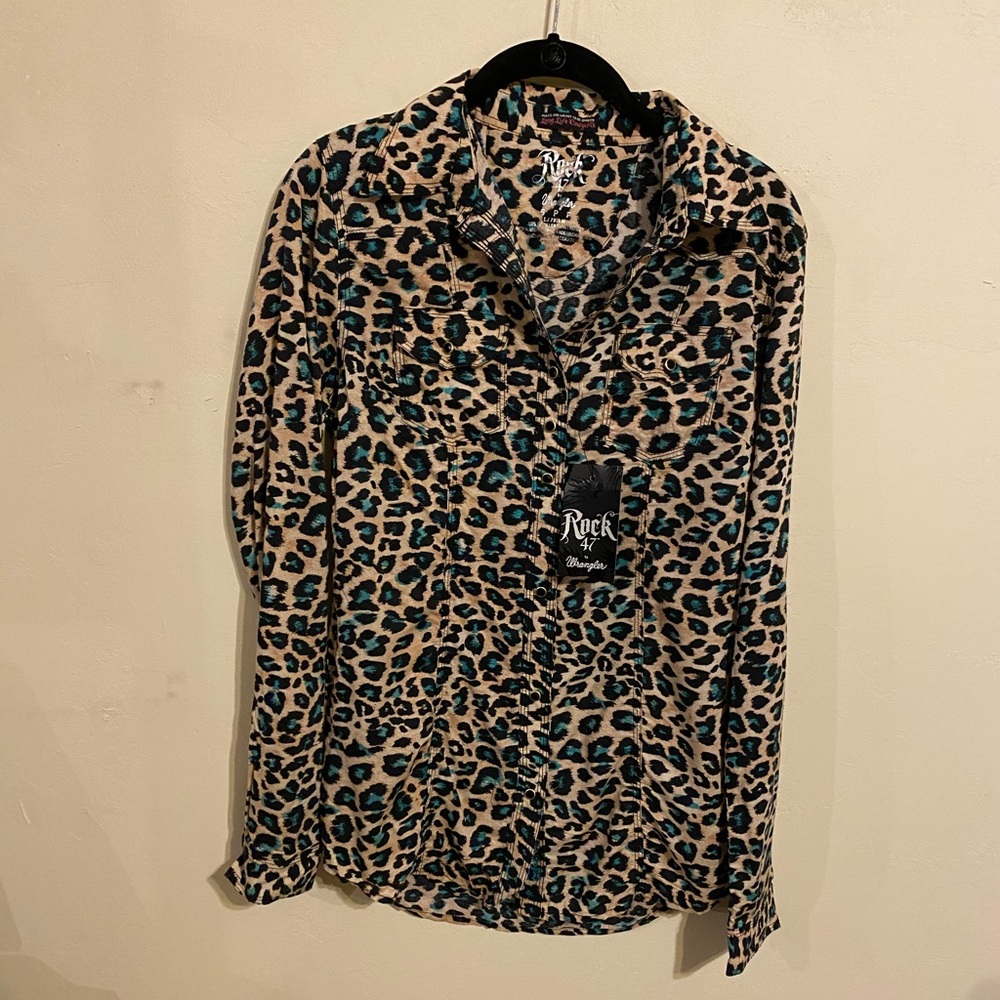 Nwt Leopard Print Button Down Shirt - image 2